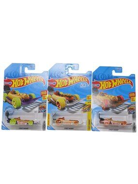 3 Hot Wheels Street Wiener DieCast Cars Fast Food Wheel  Card Variation #D-21